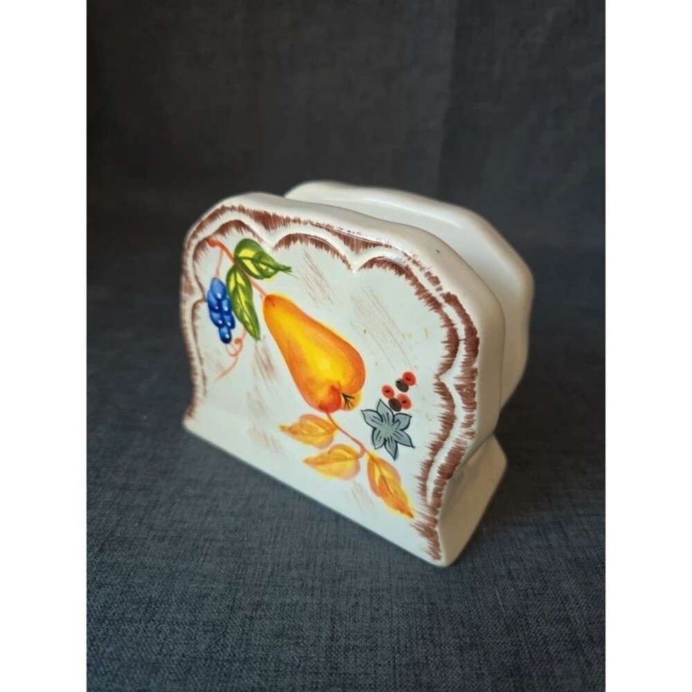Vintage Cottagecore ceramic fruit napkin holder